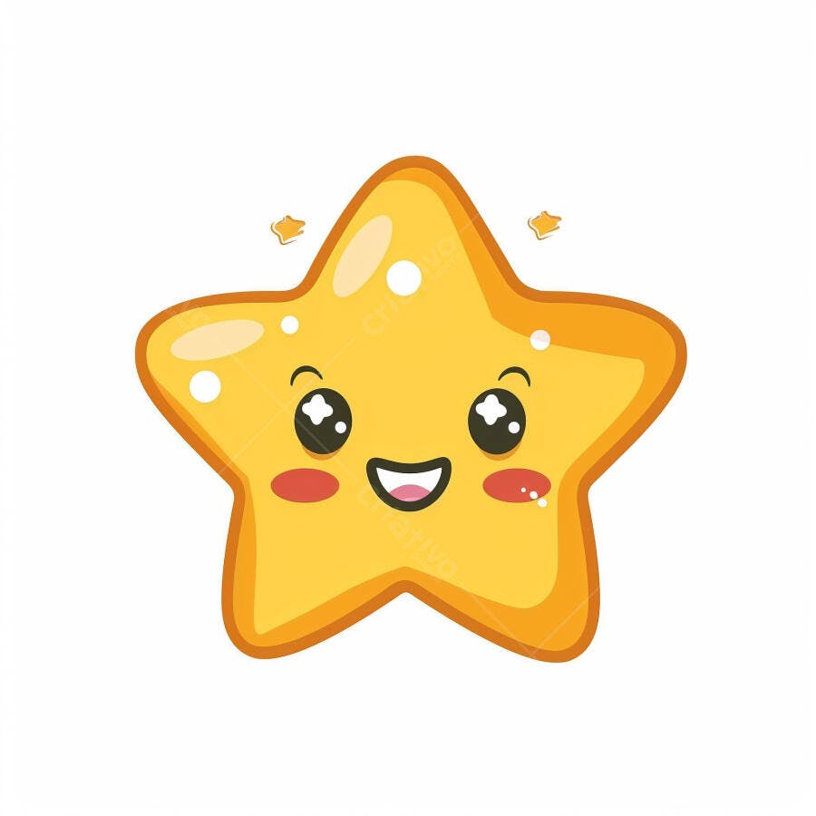 Estrela amarela fofa sorrindo ilustração de personagem brilhante