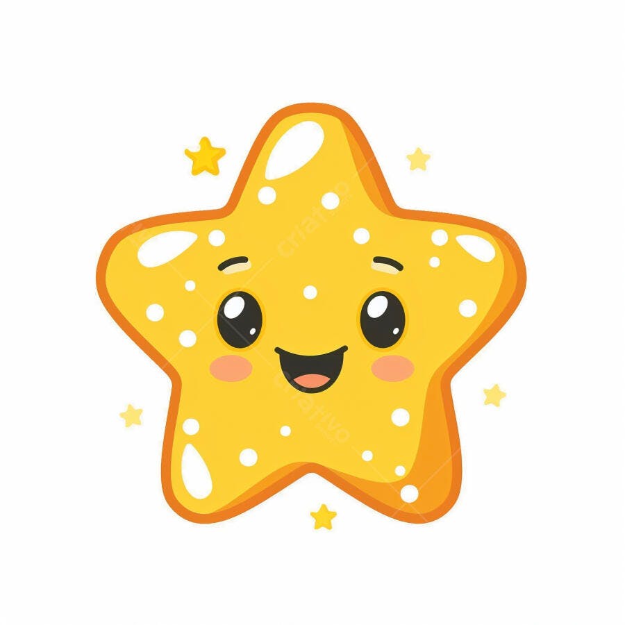 Estrela amarela fofa sorrindo desenho animado brilho sobre fundo branco