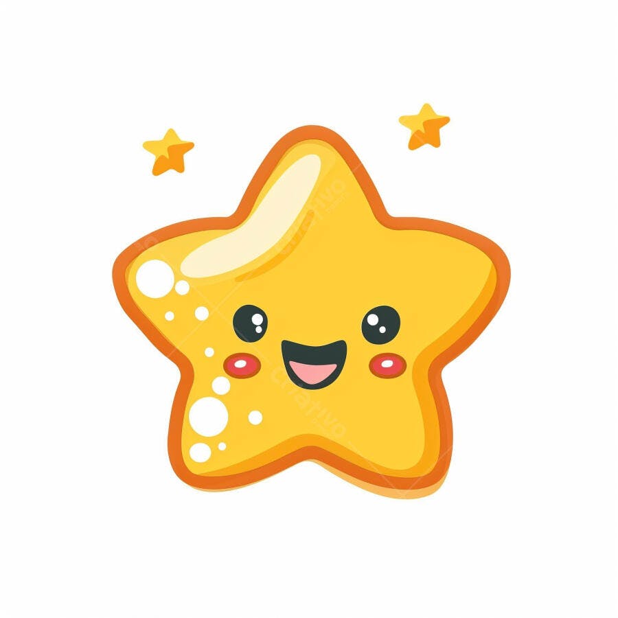 Estrela amarela feliz de desenho animado com brilhos isolada