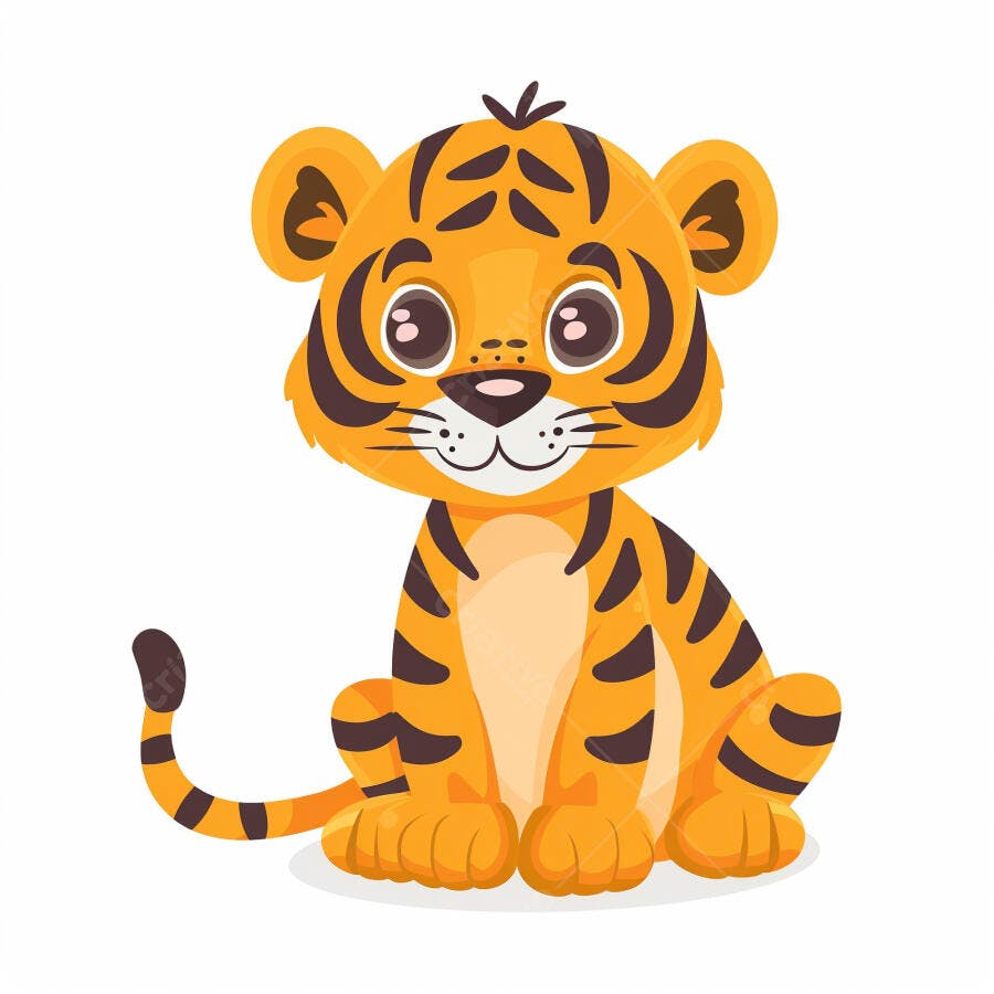 Filhote de tigre laranja e preto ilustração infantil fofa