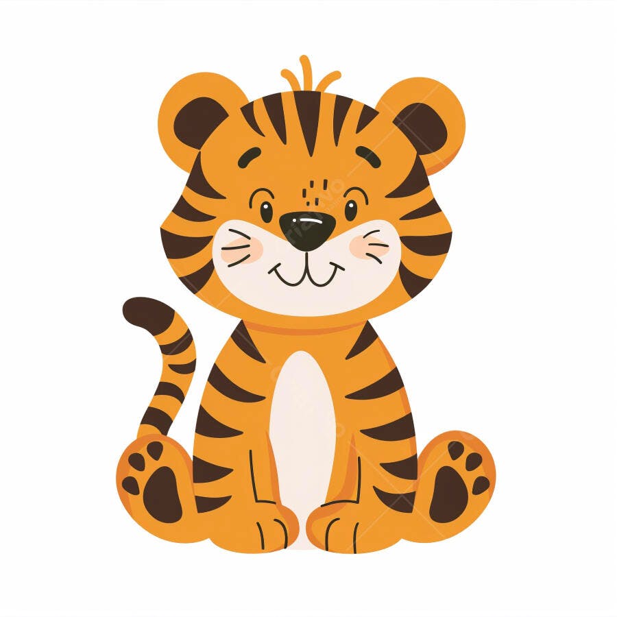 Tigre bebê fofo laranja e preto sorrindo ilustração feliz