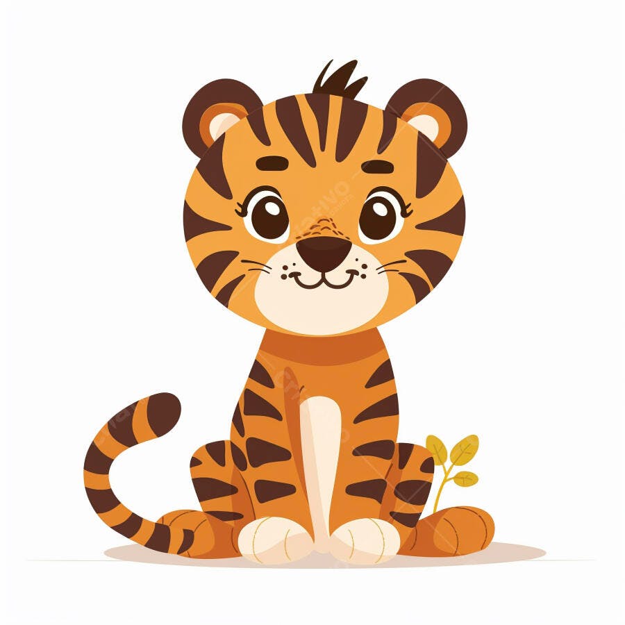 Tigre bebê fofo sorrindo ilustração em fundo branco