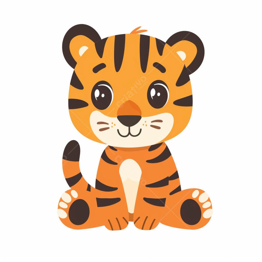Filhote de tigre fofo laranja e preto desenho infantil