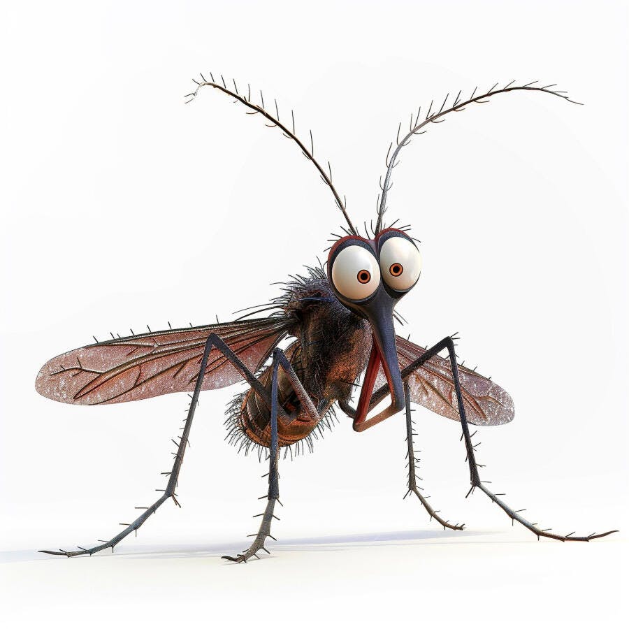 Caricato mosquito Aedes aegypti com olhos grandes e antenas peludas