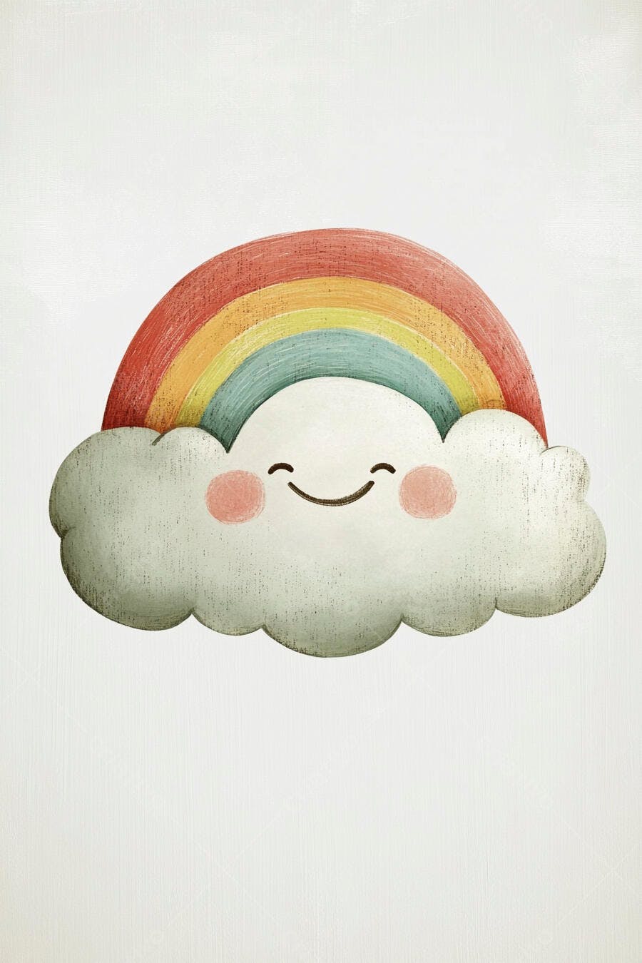 Nuvem feliz e arco-íris colorido ilustração infantil