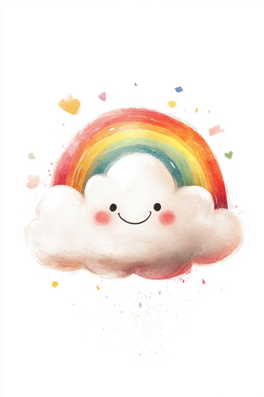 Nuvem fofa sorridente com arco-íris colorido ilustração infantil