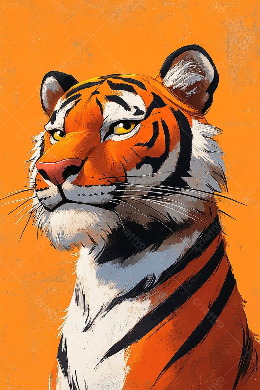 Tigre vibrante laranja e preto olhando para a esquerda