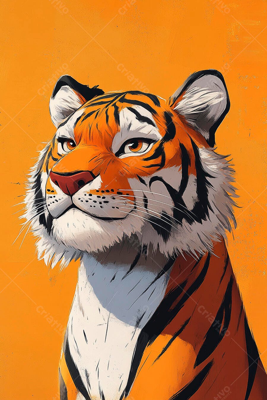 Tigre majestoso ilustração digital com listras pretas e brancas