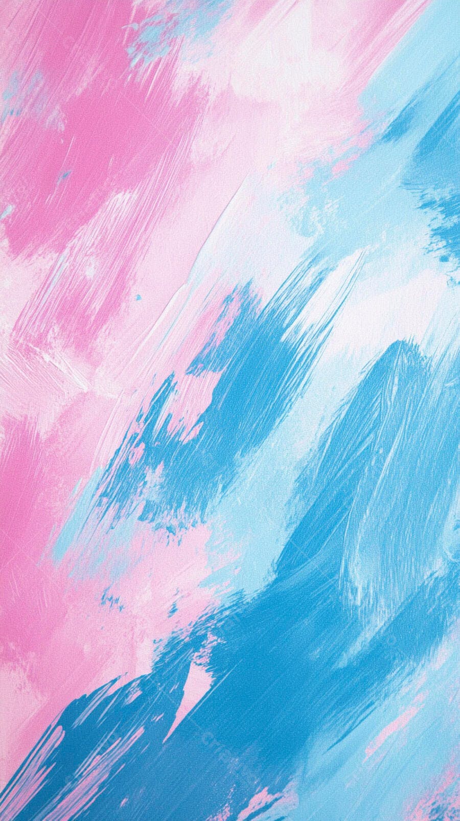 Pintura abstrata rosa azul e branca com pinceladas vibrantes para design moderno