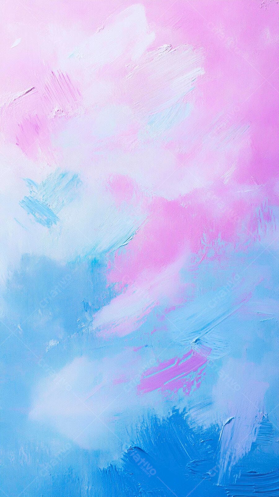 Pintura abstrata com pinceladas em tons de rosa azul e branco