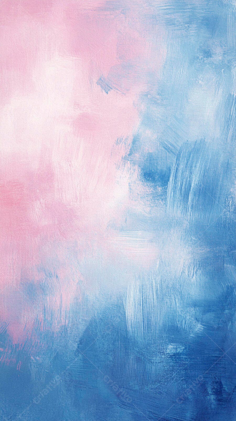Pintura abstrata rosa e azul com textura de pinceladas em tela