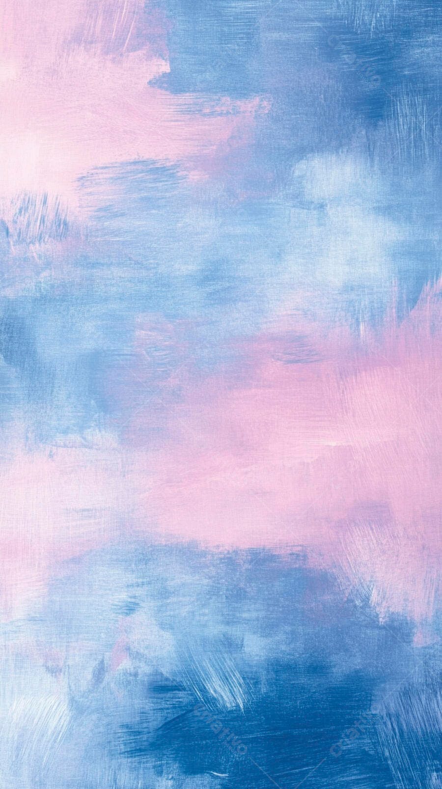 Pintura abstrata azul e rosa com pinceladas suaves em tela