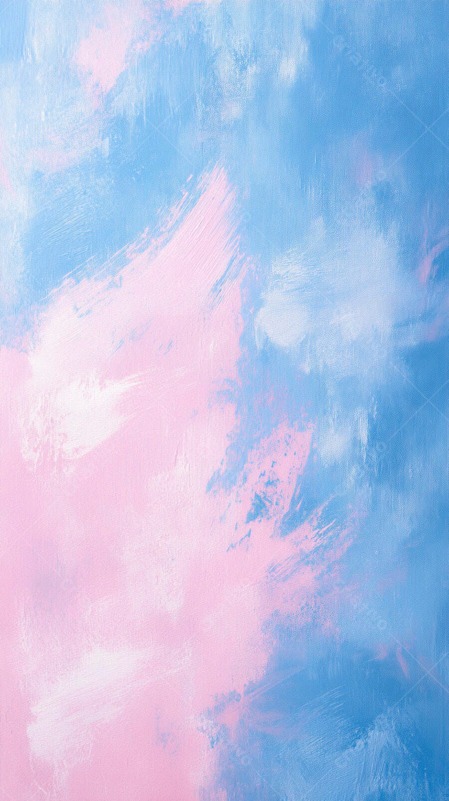 Pintura abstrata com pinceladas em tons de rosa e azul pastel