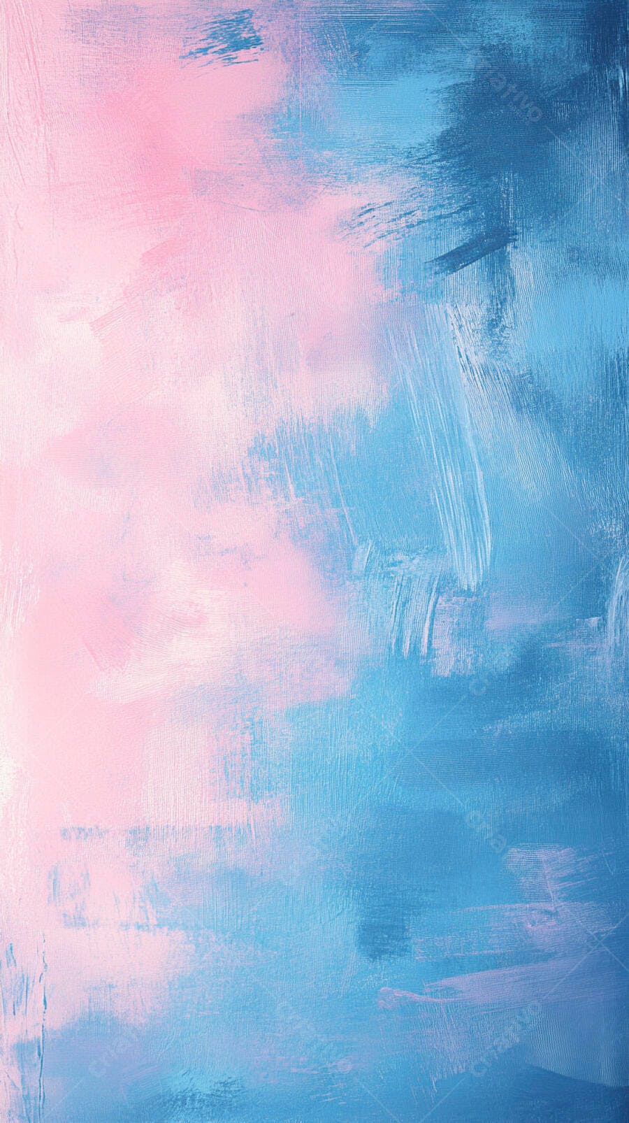 Pintura abstrata rosa e azul com textura de pinceladas em tela