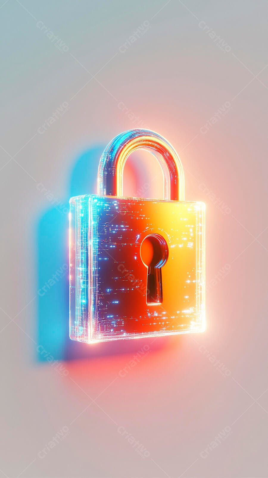 Cadeado digital brilhante para segurança cibernética e dados