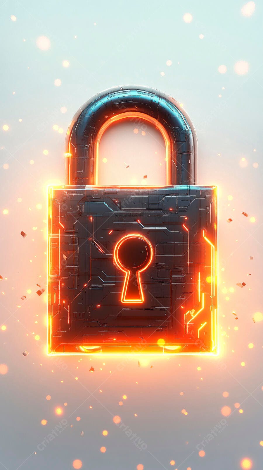 Cadeado digital brilhante cyber segurança proteção ícone tecnologia dados