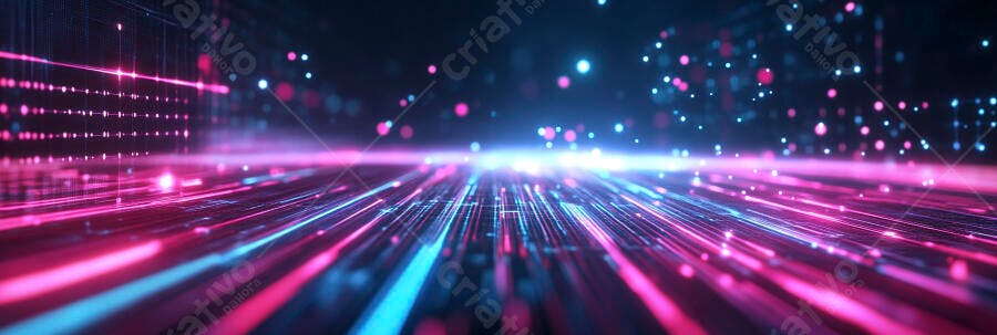 Fundo digital abstrato com linhas de luz rosa e azul neon futurista