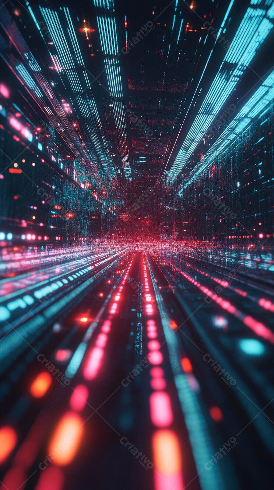 Rede digital de dados em túnel abstrato futurista