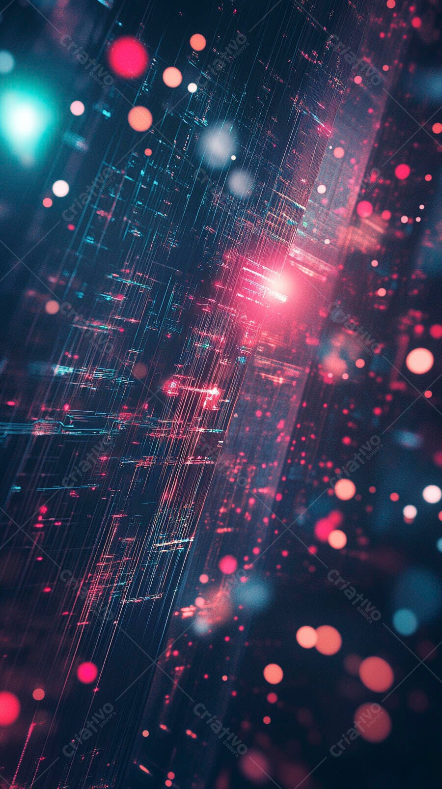 Fundo abstrato digital com linhas de luzes rosa e azul