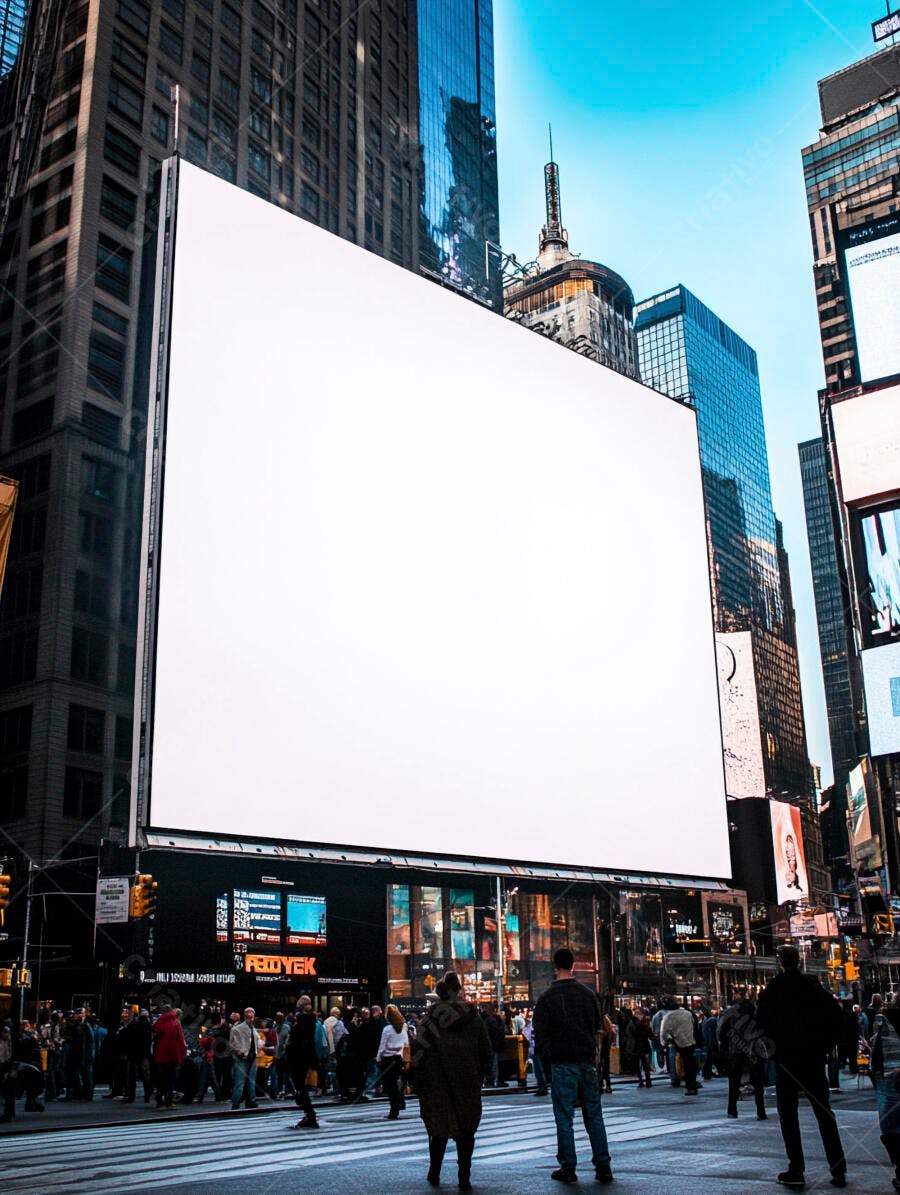 Outdoor billboard digital em Times Square branco vazio em Nova York