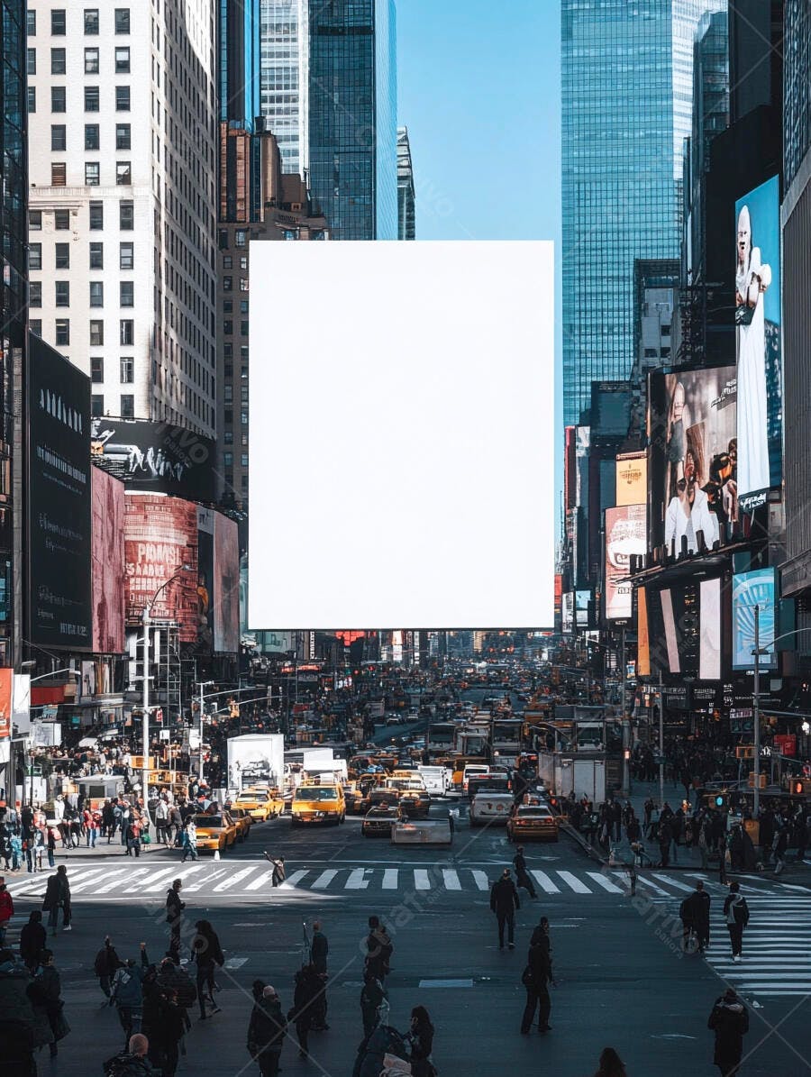 Bilheteira digital em branco na movimentada Times Square Nova Iorque