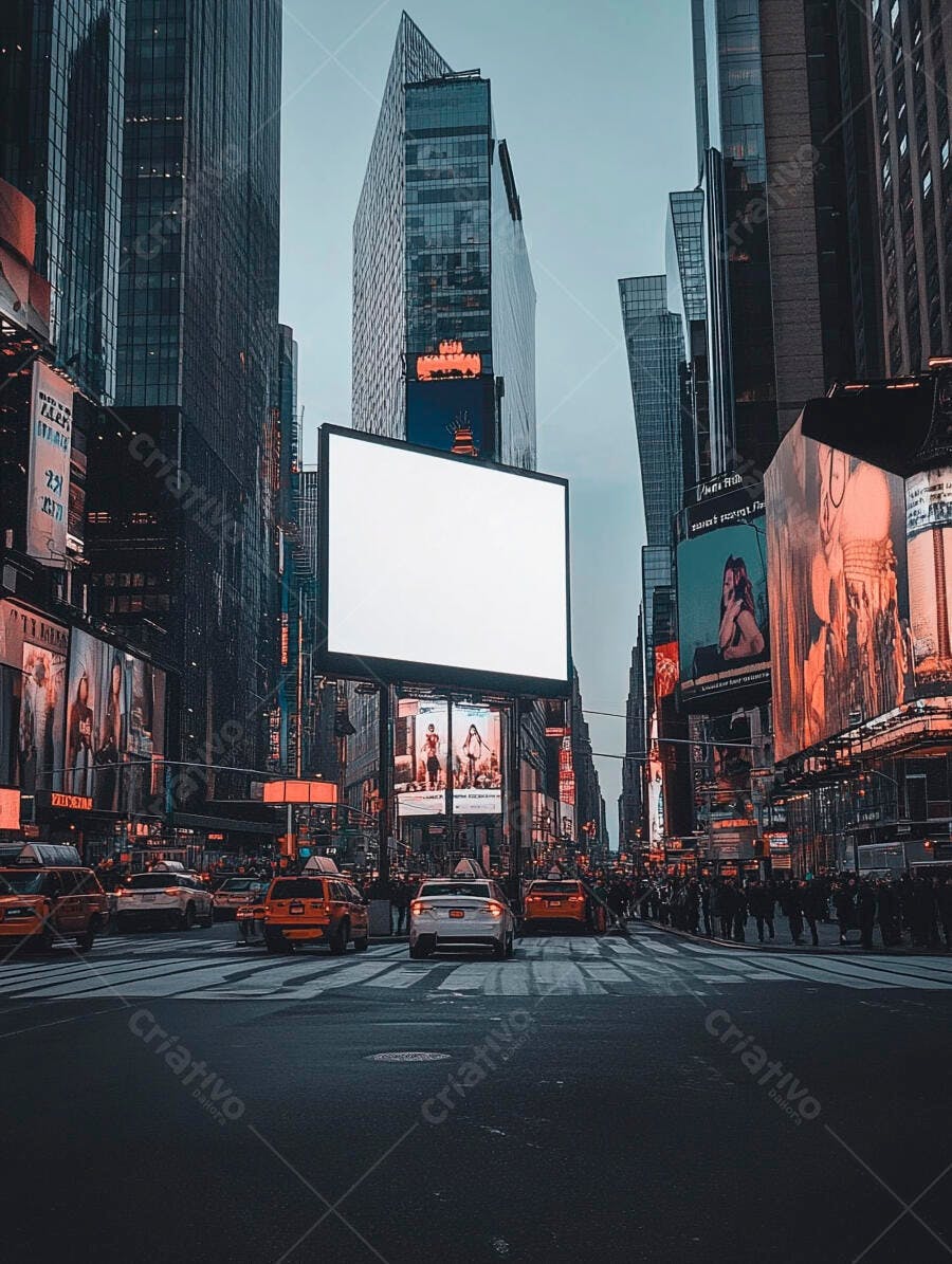 Letreiro digital branco em Times Square Nova York rua movimentada à noite