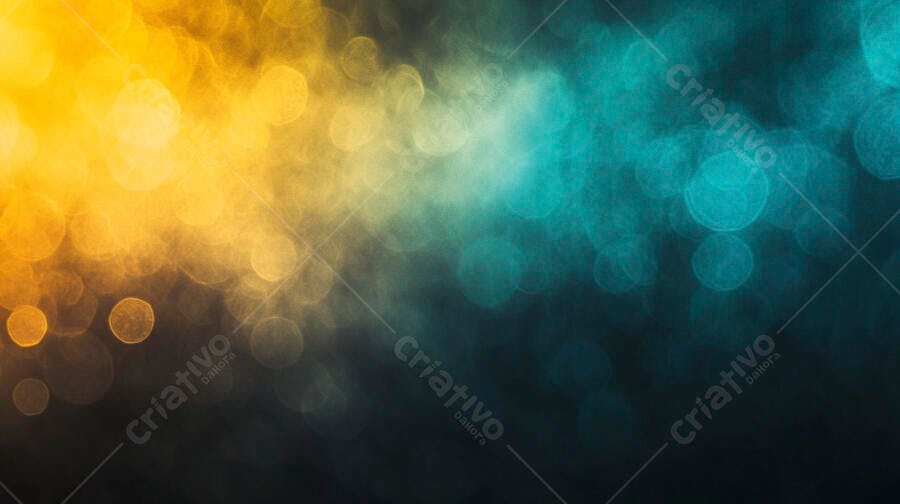 Luzes bokeh amarelas e azul-petróleo em fundo gradiente abstrato