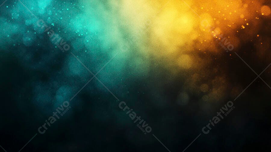 Fundo abstrato gradiente azul ciano e laranja com partículas de luz difusas