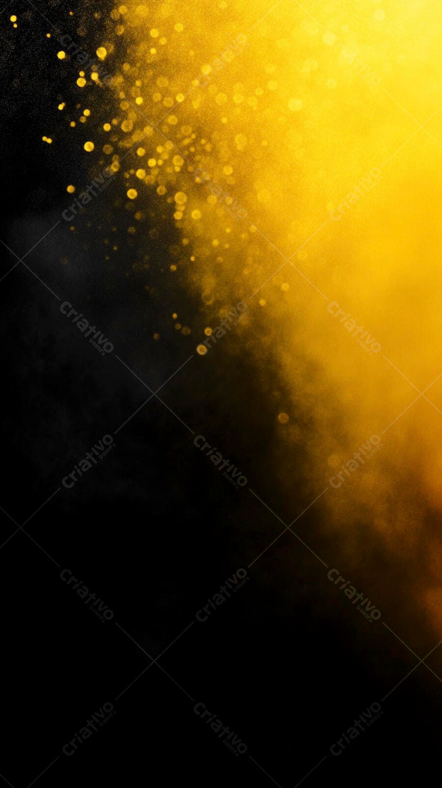 Fundo abstrato preto e dourado com partículas brilhantes bokeh