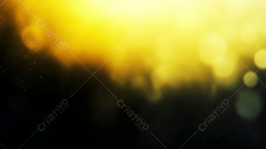 Brilho dourado abstrato com bokeh e partículas cintilantes em fundo escuro