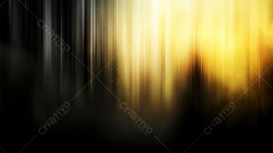 Raios de luz dourada abstratos em fundo preto com brilho intenso