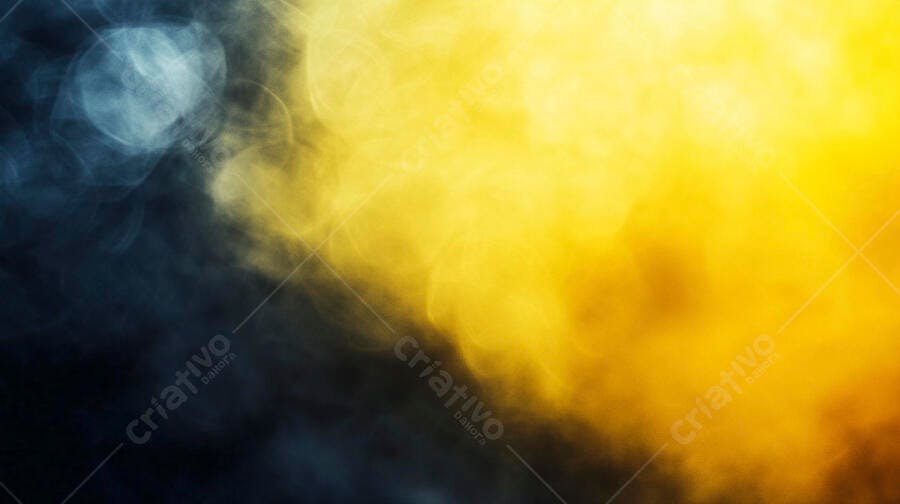 Efeito de luz abstrato com bokeh e gradiente de azul e amarelo