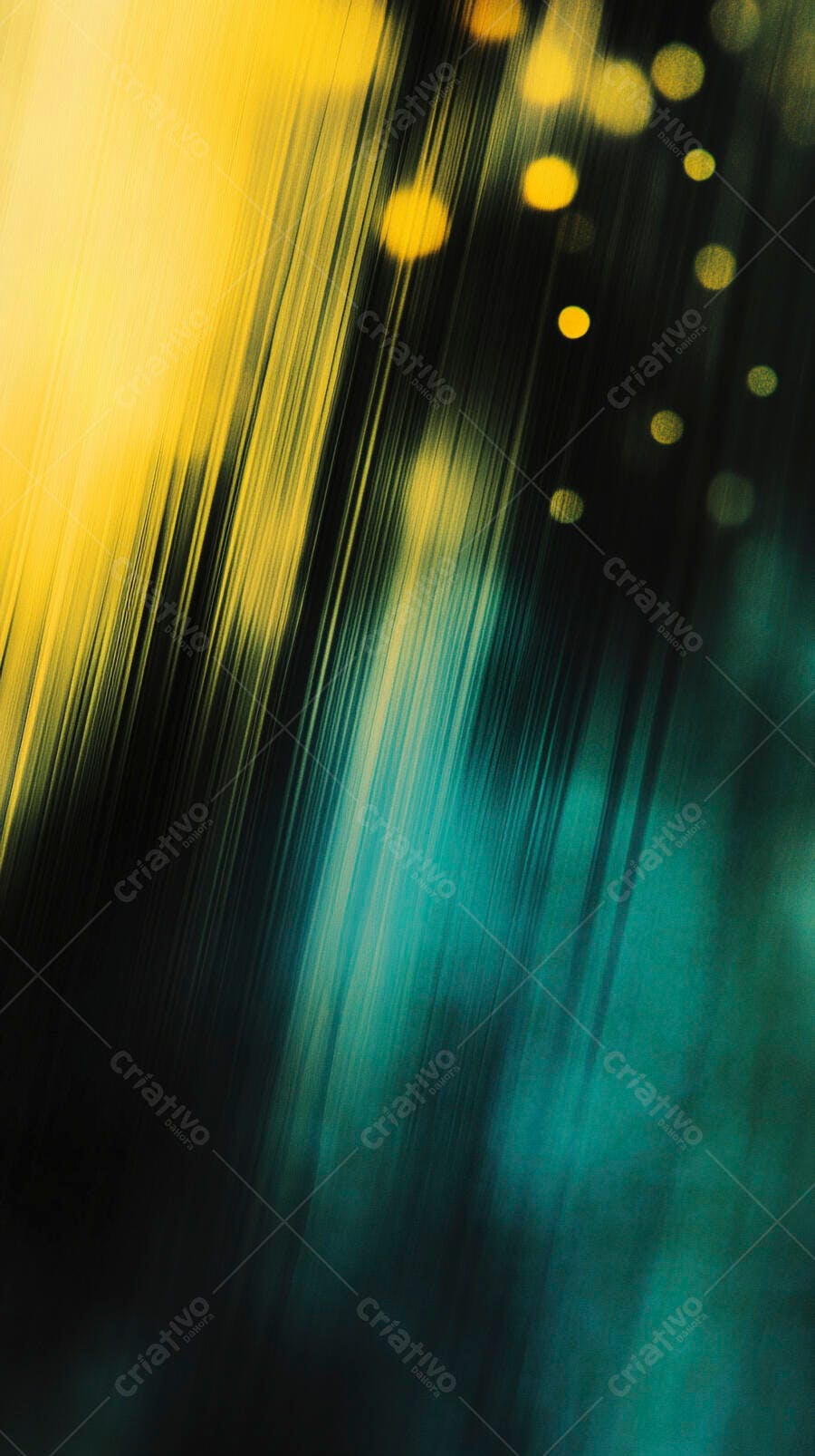 Abstrato com linhas verticais amarelas verdes água e pontos de luz bokeh