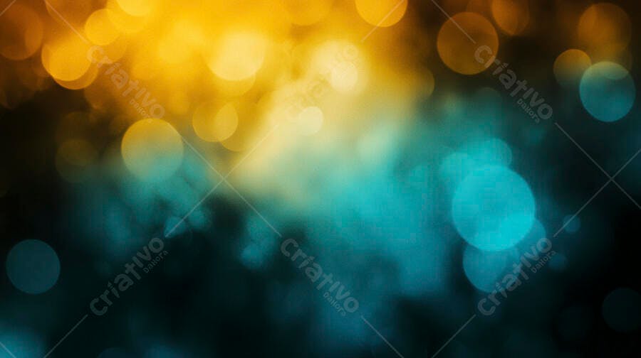 Bokeh abstrato com luzes amarelas e azuis vibrantes