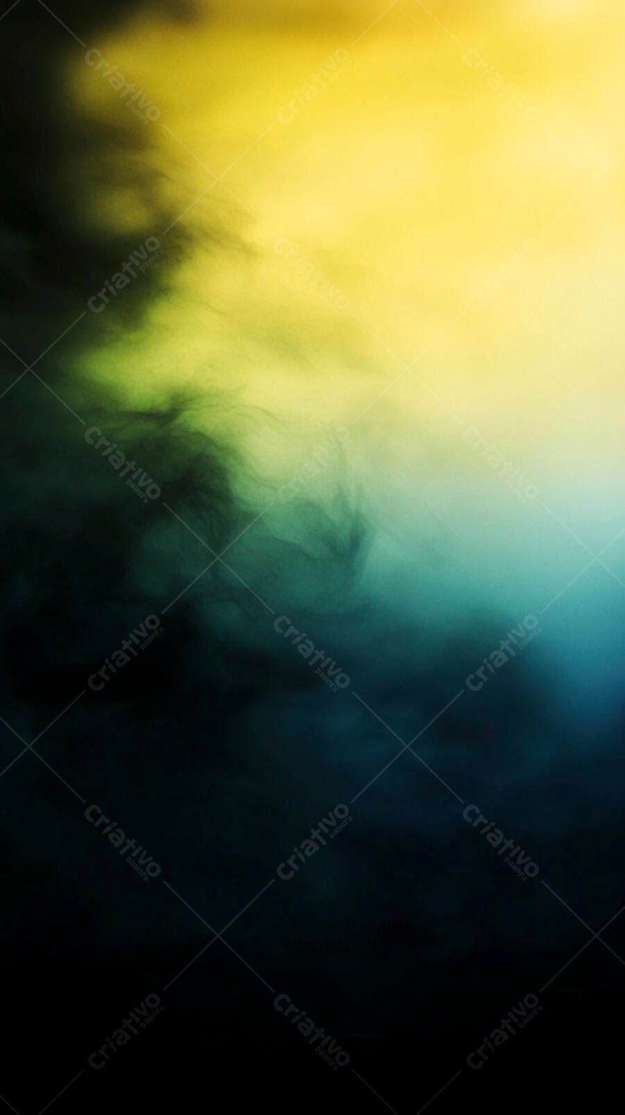 Fumaça abstrata em gradiente amarelo verde e azul escuro