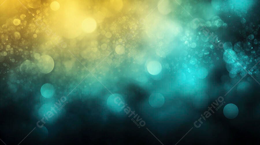 Fundo abstrato dourado e ciano com efeito bokeh brilhante