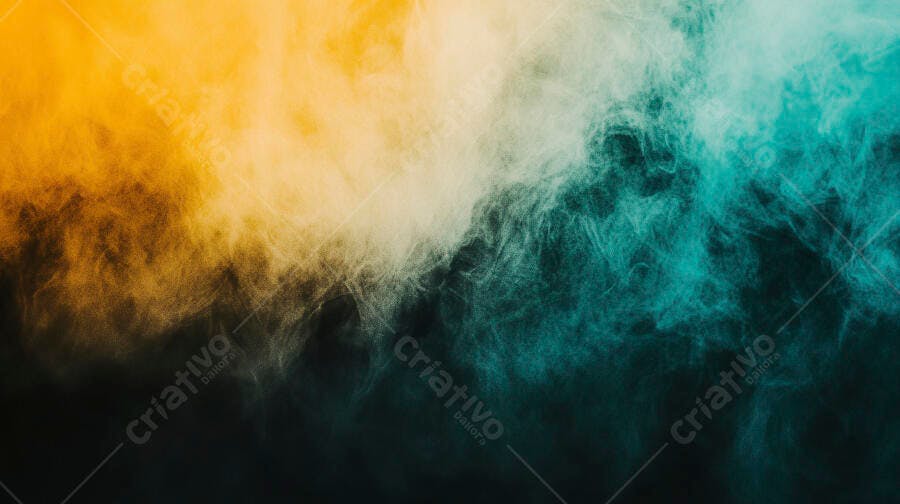 Fumaça turquesa e amarela com gradiente abstrato vibrante
