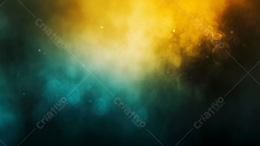 Fundo abstrato com luz dourada e azul esverdeado efeito bokeh