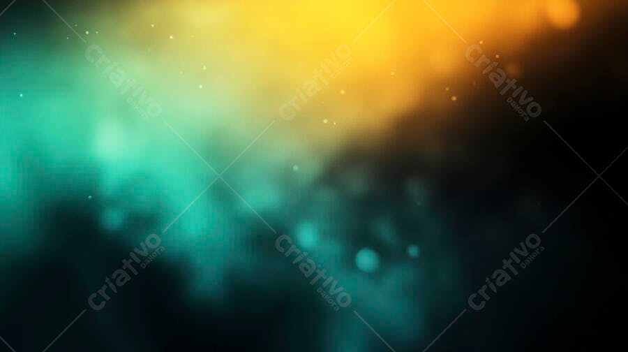 Fundo abstrato vibrante azul esverdeado e amarelo com bokeh brilhante