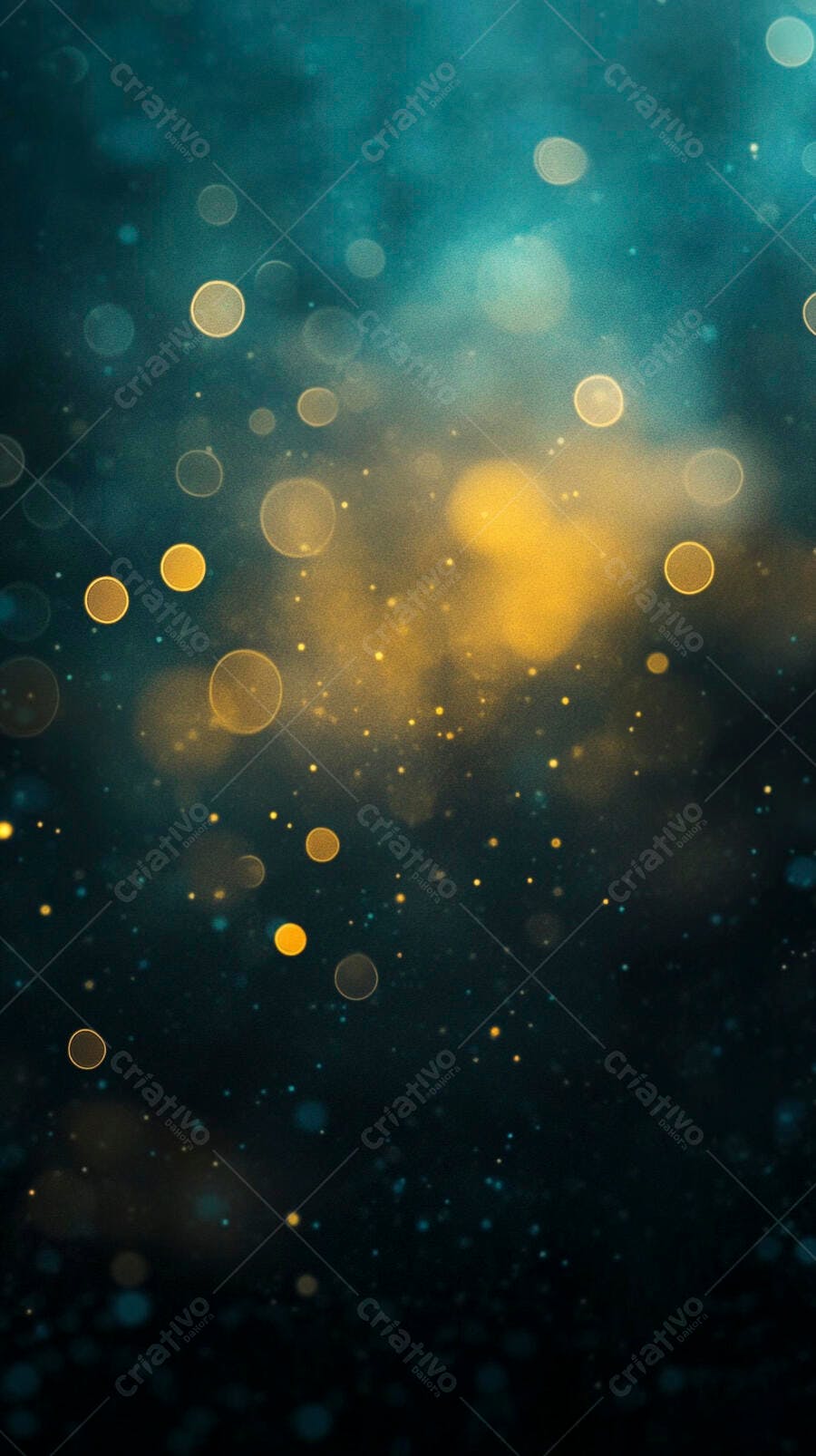 Luzes bokeh douradas e azul-esverdeadas cintilantes em fundo escuro abstrato