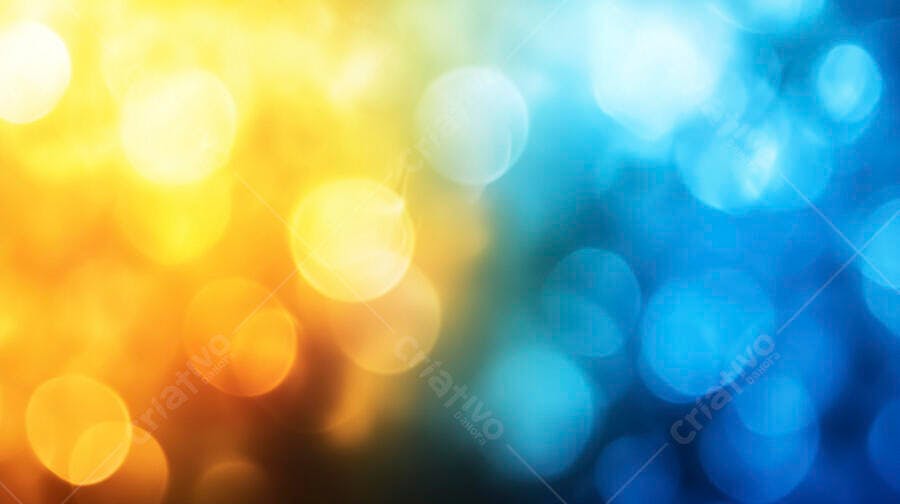 Fundo abstrato bokeh amarelo e azul com brilhos suaves