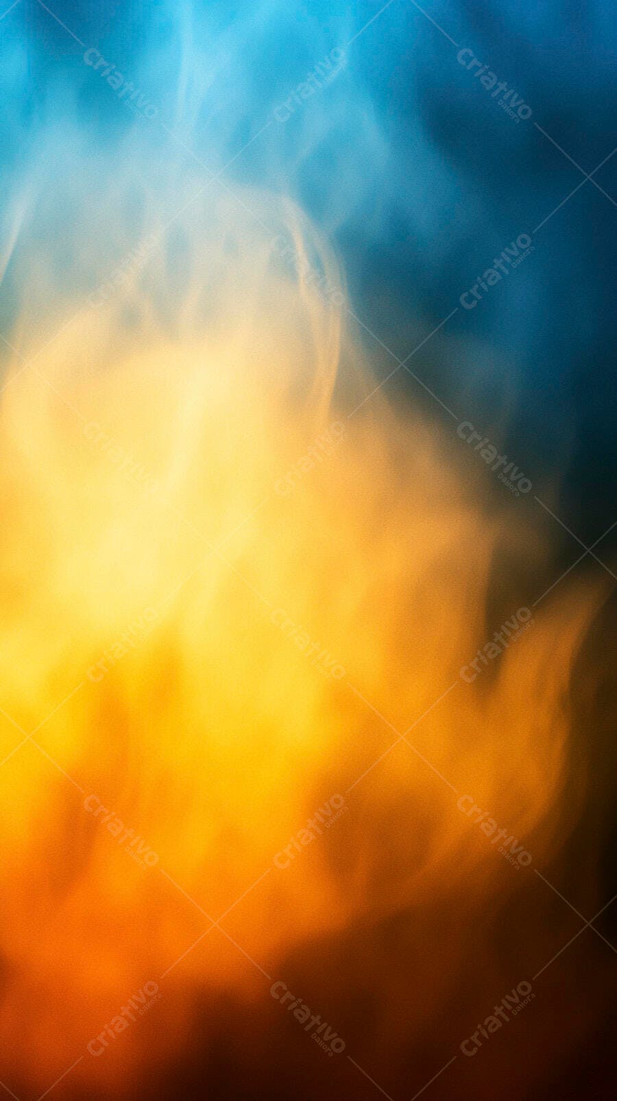 Gradiente abstrato de fumaça azul e laranja dourado com contraste moderno