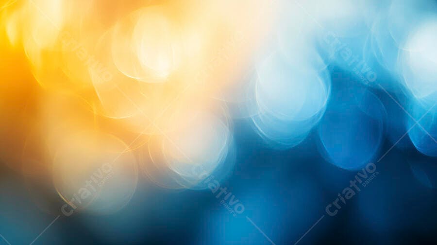Luzes bokeh vibrantes em gradiente amarelo e azul abstrato