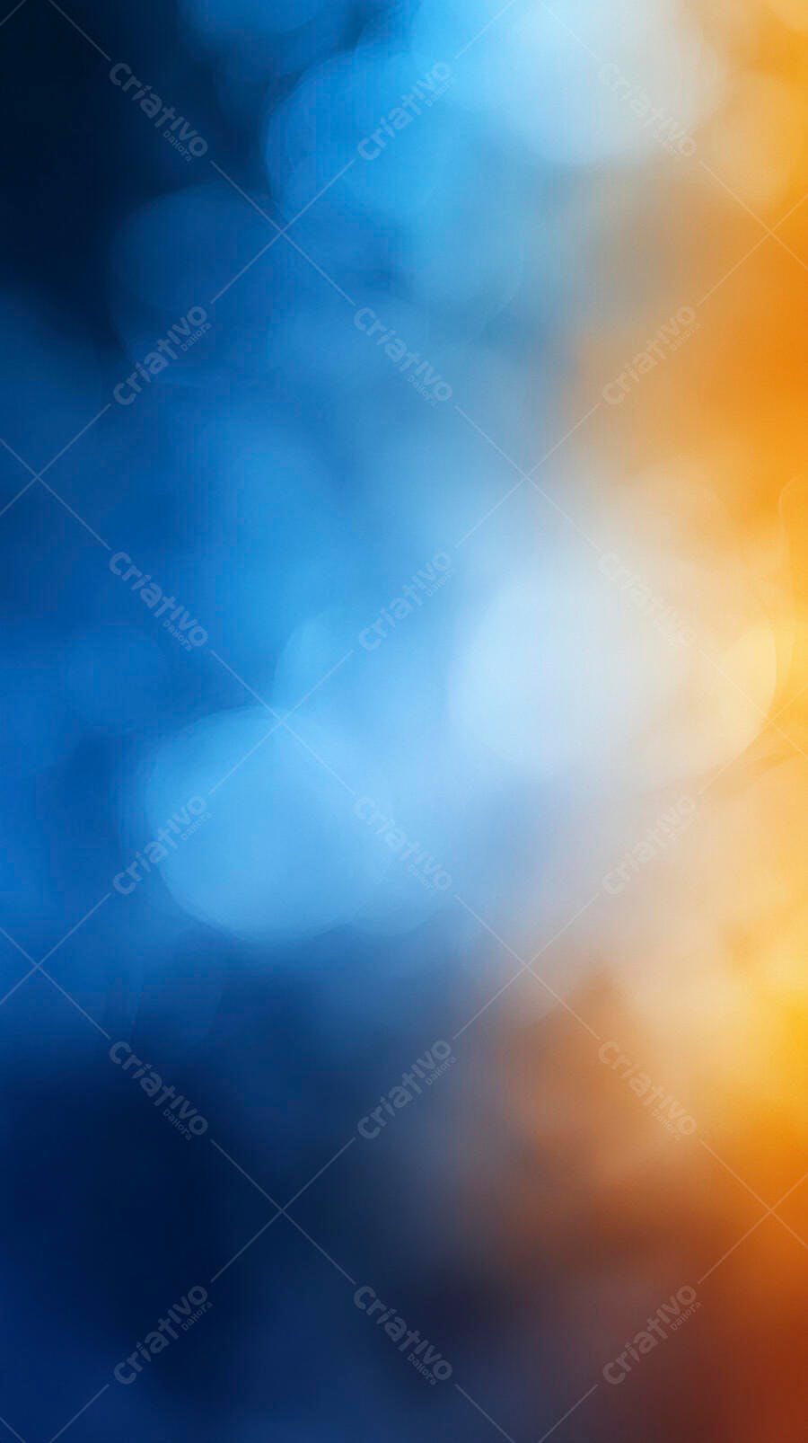 Fundo abstrato desfocado gradiente azul e laranja com luz bokeh vibrante