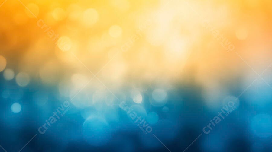 Fundo abstrato bokeh amarelo laranja e azul com luzes desfocadas brilhantes
