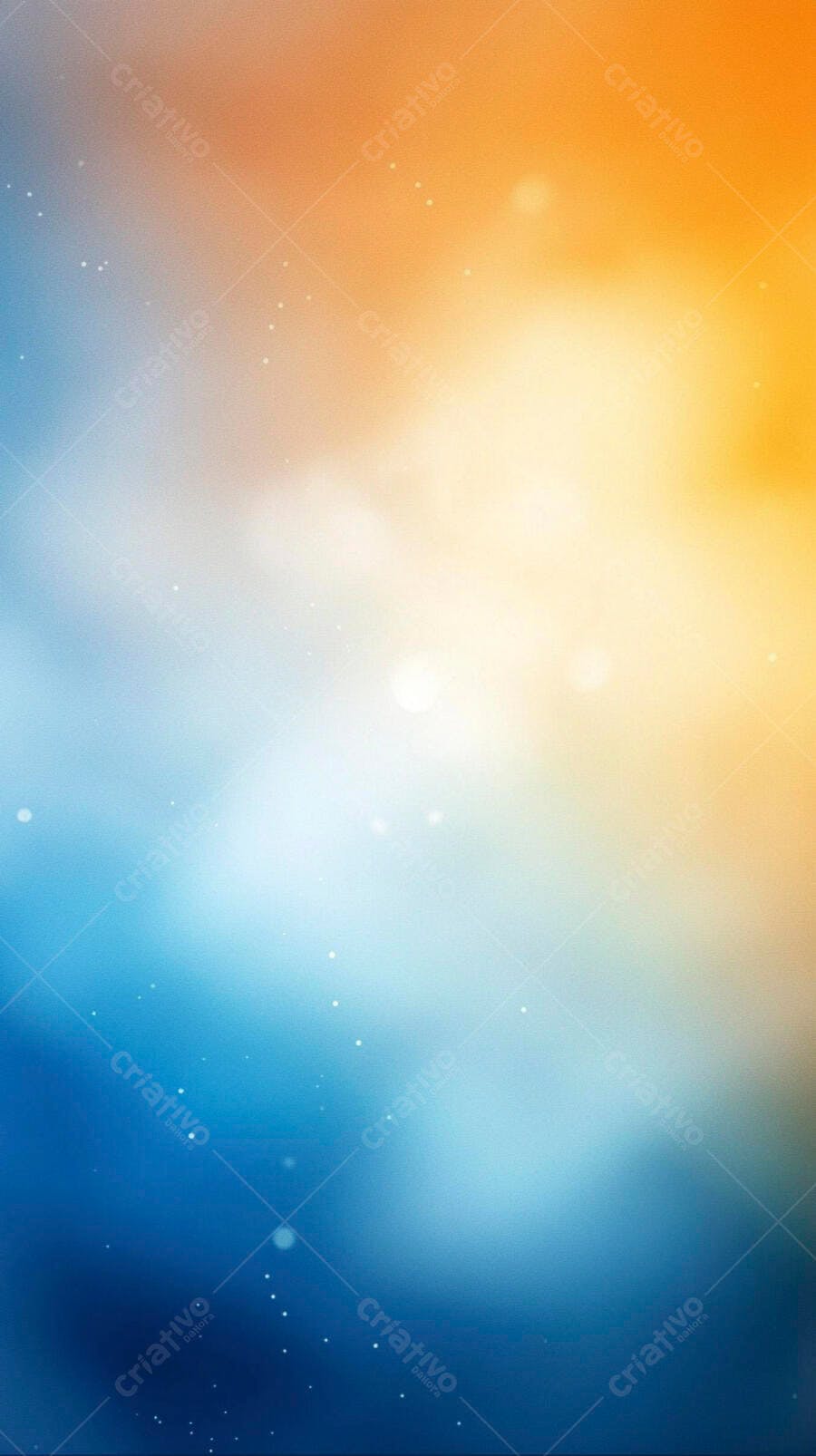 Fundo gradiente azul e laranja com luzes bokeh abstratas
