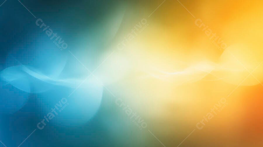 Fundo abstrato gradiente azul e amarelo com luz suave e formas onduladas