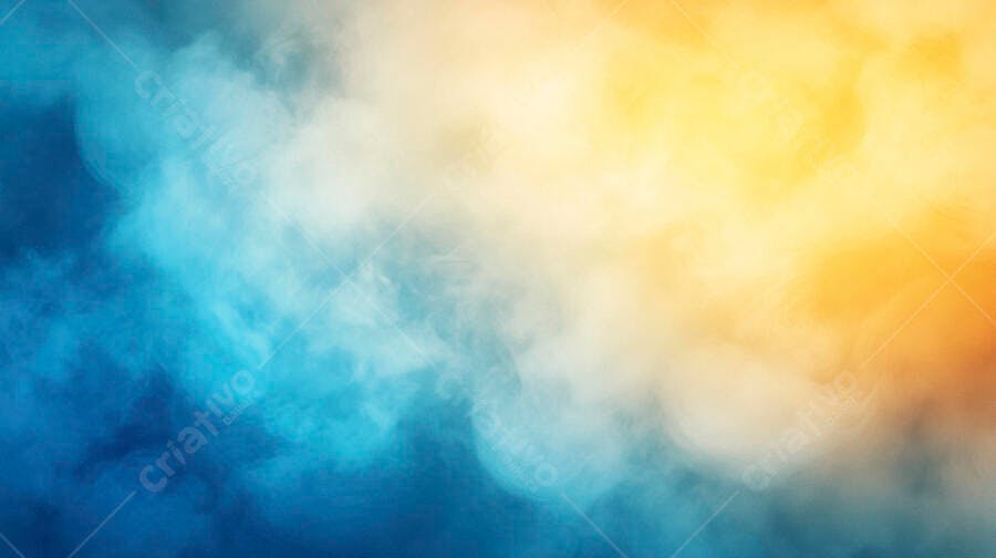 Gradiente abstrato de fumaça azul ciano e laranja vibrante