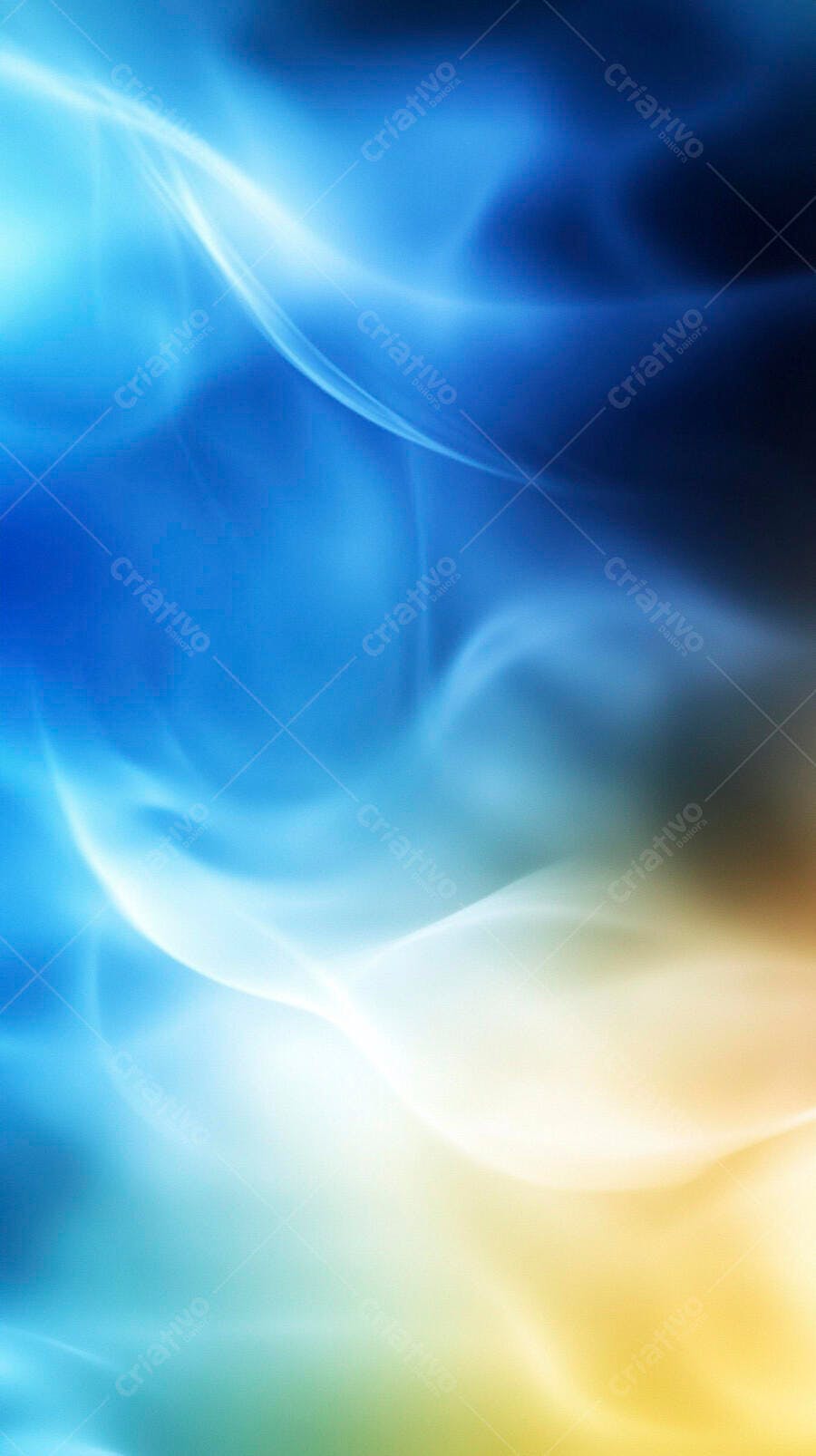Fundo abstrato ondas de luz gradiente azul amarelo etéreo