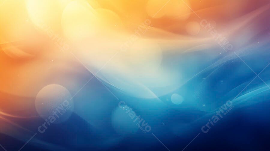 Fundo abstrato com gradiente laranja azul e luzes bokeh suaves